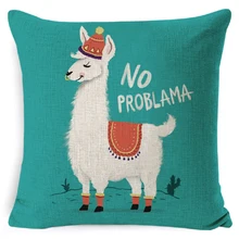 

Cartoon Alpaca Cushions Tropical Plant Back Seat Cover For Pillow Case Cotton Pillowcases For Pillows Sofa Home Livingroom Decor