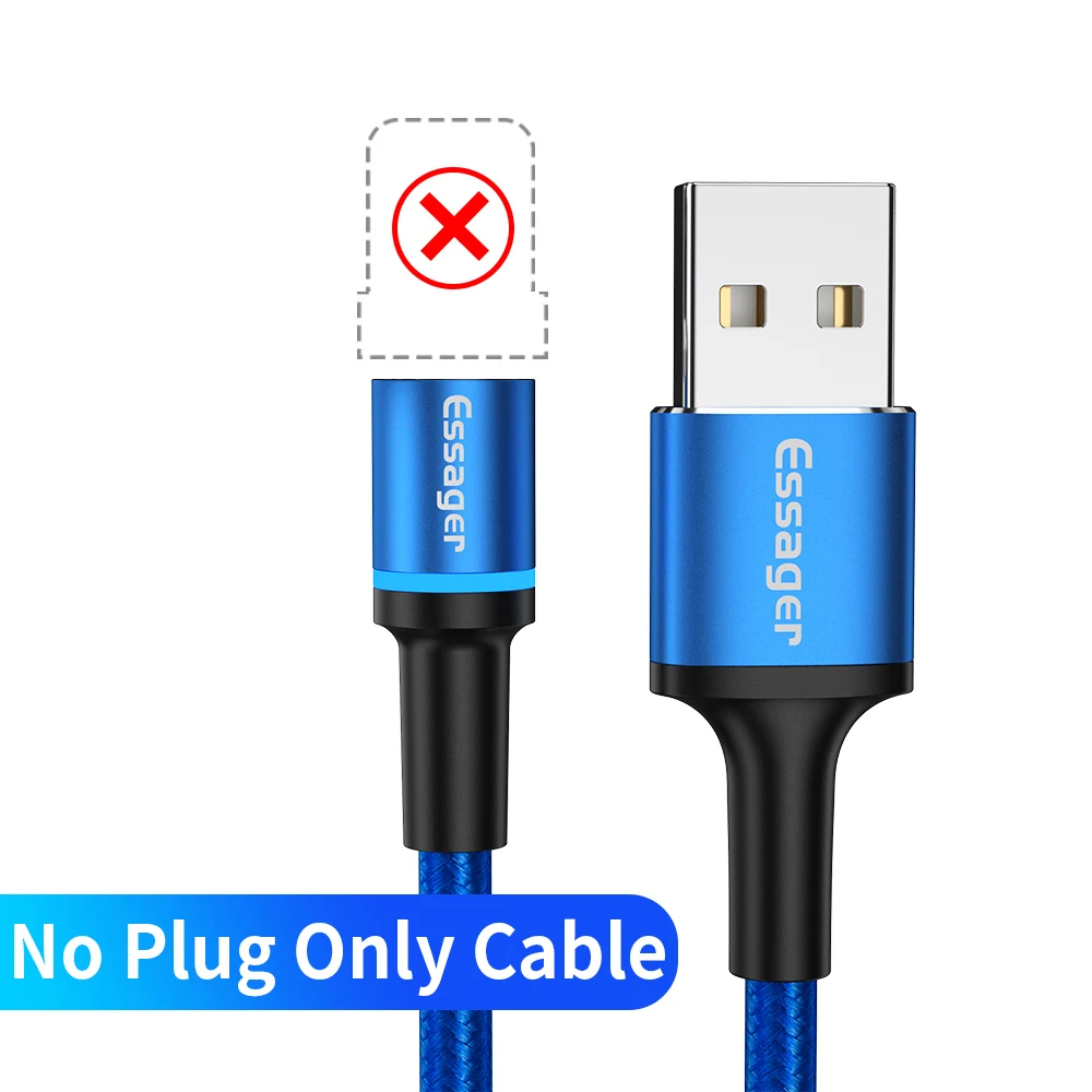 No Plug Only Cable2 Essager Led Магнитный mi cro USB кабель для быстрой зарядки type c кабель магнитное зарядное устройство, кабель для iPhone 11 XR X Xiaomi mi 9 Red mi Note 7 - Цвет: No Plug Only Cable2