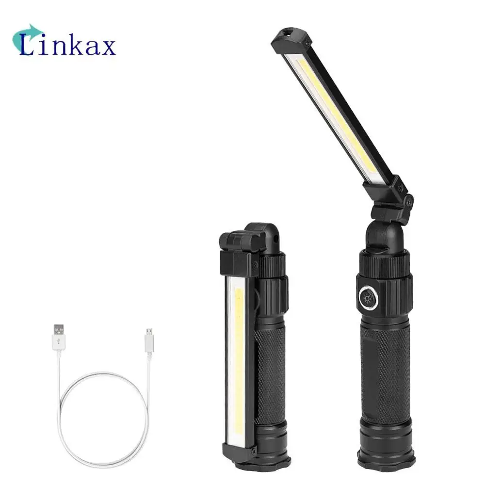 

Portable 5 Mode COB Flashlight Torch USB Rechargeable LED Working Light Magnetic Hanging Hook Lamp For Outdoor Camping