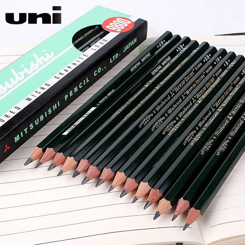 12 Pcs/Lot Japanese pencil 9800 Sketch pencil Drawing pencil Student hex pencil writing Wood pencil Art supplies 2B drawing chinese traditional calligraphy brush pen holder 12 hook chicken wing wood pen hanger brush stand rest writing painting supplies