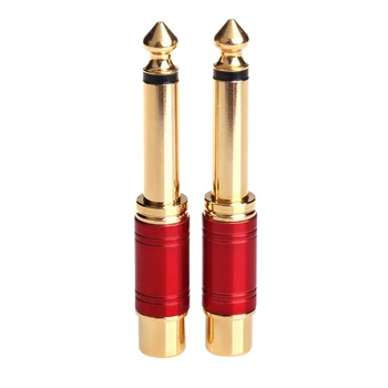 

6.35mm 1/4 inch Male Mono TS to RCA Female Interconnect o Adapter Conversion Plug (Red 2 Pack)