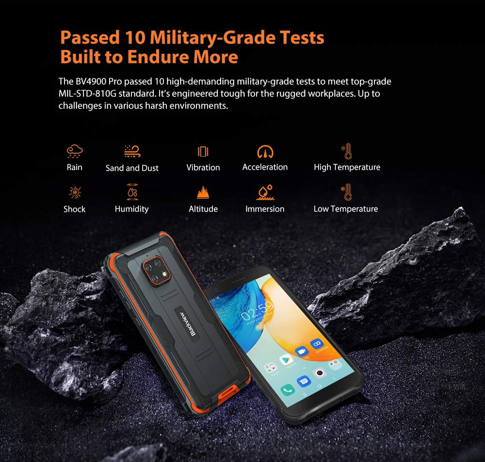Blackview-teléfono inteligente BV4900 Pro, 4GB + 64GB, 5,7 ", IP68, resistente al agua, Octa Core, Android 10, 5580mAh, NFC, 4G - Imagen 3