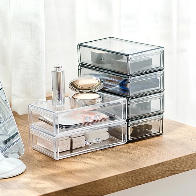 Acryl Kunststoff Lagerung Box Mit Deckel Make-Up Organizer Transparent  Schreibtisch Schublade Organisatoren Box Schmuck Box