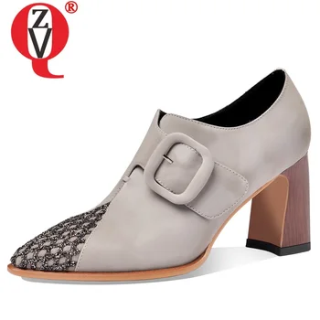 

ZVQ spring new fashion sexy women pumps outside high heels pointed toe genuine leather women shoes drop shipping size 33-40