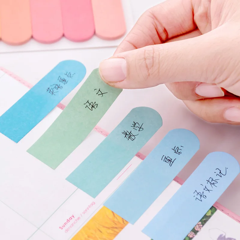20 Sheets Kawaii Meno Pads Stickers Planner Stickers Stationery Creative Six Color Gradient Post It Notes for Office