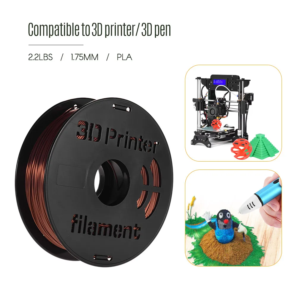 Anet PLA 3d принтер нить измерения Точность без засорения расходные материалы для печати 1,75 мм PLA нить диаметром 1 кг катушка