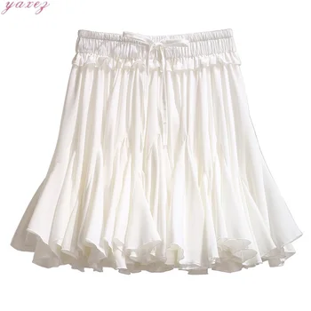 

Summer Plus Size Anti-light Short Women Skirt High Waist Pleated Skirt Chiffon Women's Tulle Mini Skirts Womens Ladies Clothes