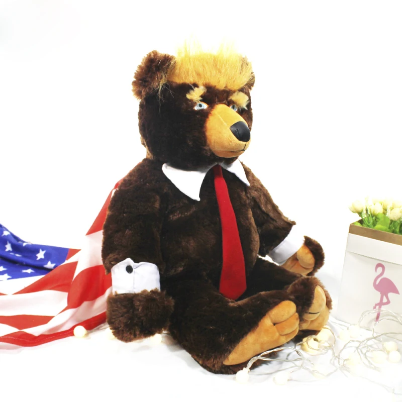60 см медведь Дональд Трамп, плюшевые игрушки, крутой медведь с флагом, милое животное, медведь, куклы Трамп, плюшевая мягкая игрушка, детские подарки