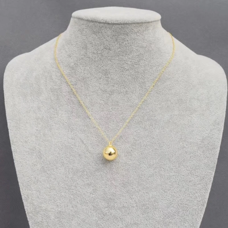 

SHINETUNG Original 100% S925 Sterling Silver Necklace Gold Color Ball Necklace Fashional Necklace Women Logo High-End Jewelry