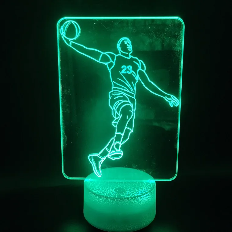 3D лампа Lebron James Slam Dunk красивый уникальный подарок для фанатов баскетбола 7 цветов с дистанционным украшением СВЕТОДИОДНЫЙ Ночник светильник