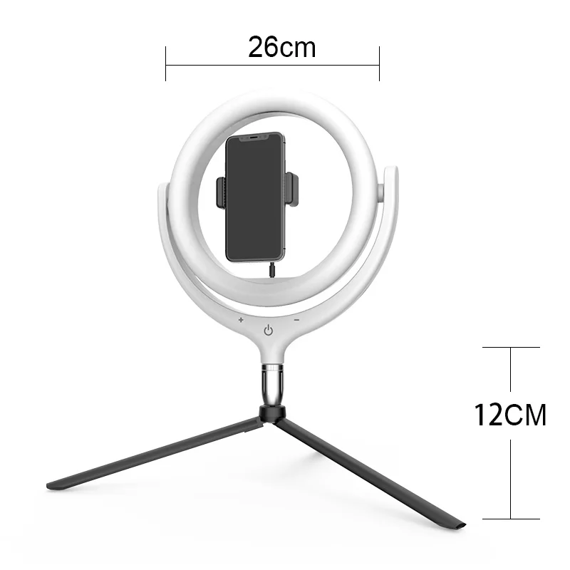 26cm(with tripod) Новая фотография с регулируемой яркостью светодиодный Selfie кольцевой свет 3000-6500K светодиодное световое кольцо для макияжа видео для студий с живым звуком с треножный Штатив для телефона - Цвет: 26cm(with tripod)