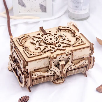 

Wooden Jewelry Box Assembled Creative Toy Puzzle Wooden Mechanical Transmission Model Assembled Toy DIY Gift Decoration Crafts