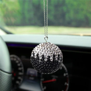 

Car Hanging Ball Rear View Mirror Ornament Bling Accessories Rhinestone + metal