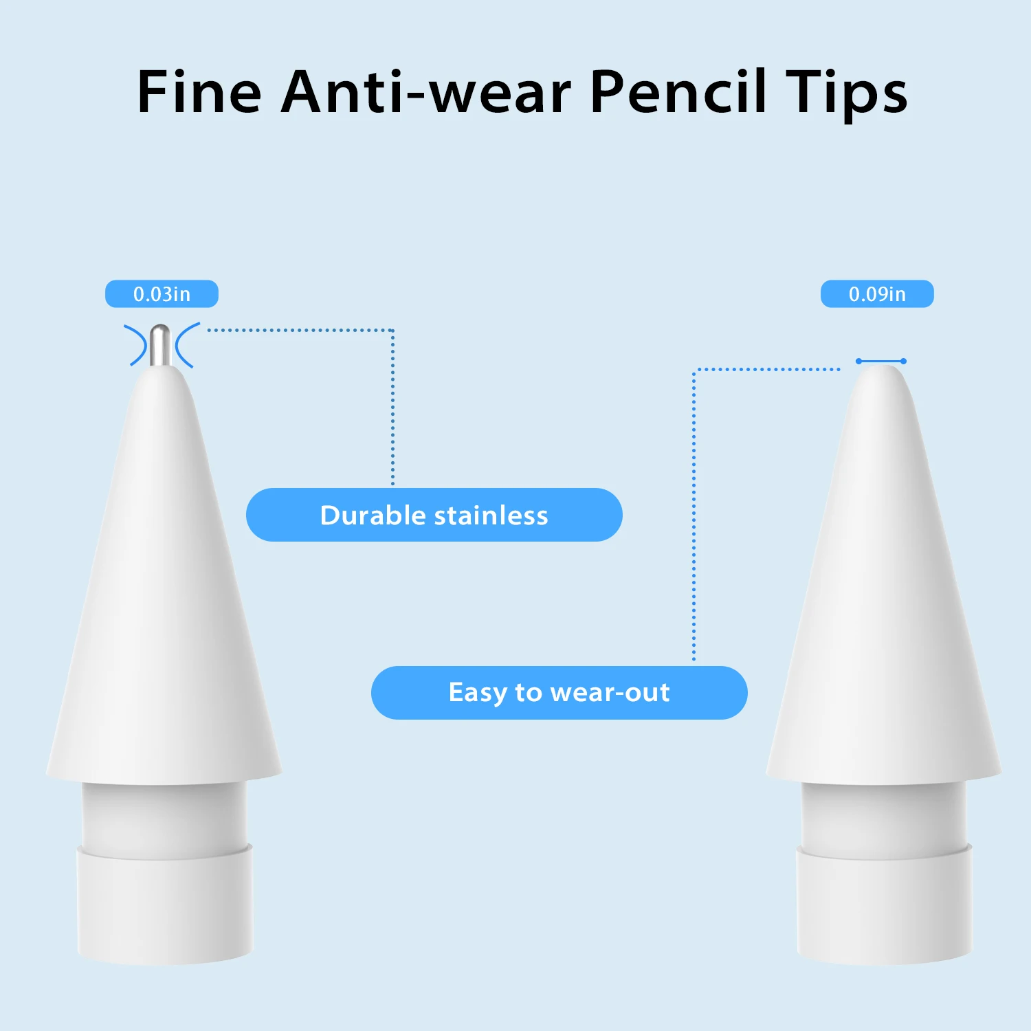 Pencil Tip for Apple Pencil 1st 2nd Generation Anti-wear Out Fine Point Spare Nib Replacement Penpoint for IPAD Touch Pencil Tip