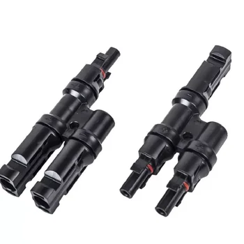 

2pcs Electrical PV Connector Photovoltaic solar Panel Cable Wire Connect 1pair x PV T Branch parallel connection 30A 1000V