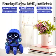 

Funny Dancing Intelligent Six-Claw Robot Light Music Colorful Projection Arm Rotation Puzzle Enlightenment Electric Kids Model