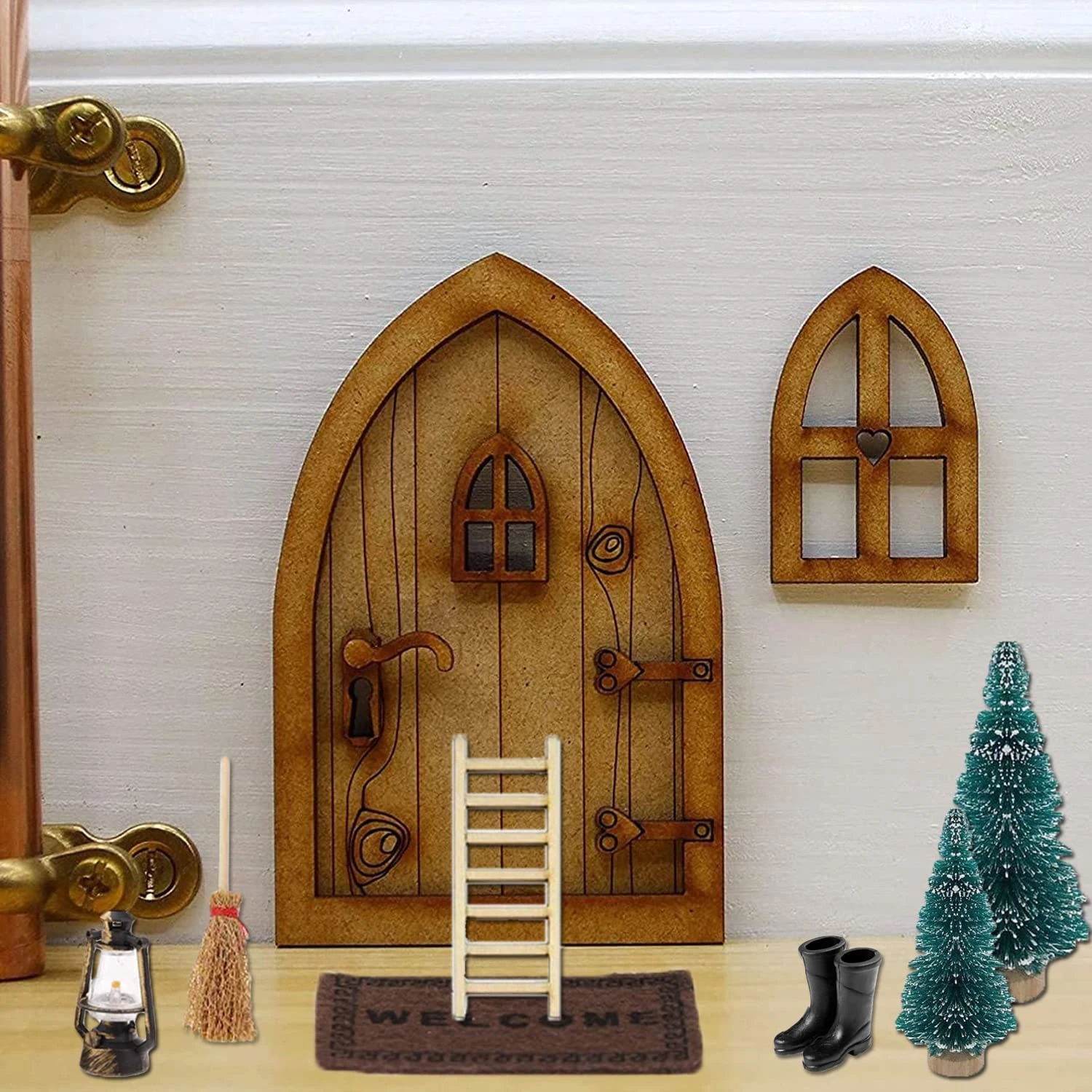 Gnome casa decoração de natal gnome porta lanterna árvore coroa de madeira  escada vassoura botas borracha tapete jardim em miniatura|Enfeites p/  árvore de Natal| - AliExpress