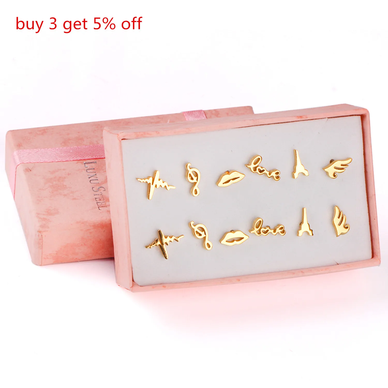 Серьги нержавеющей стали 6Pairs / Box для женщин Ювелирные изделия способа