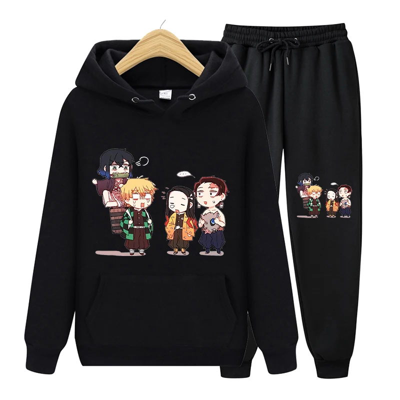 

Two Piece Set Demon Slayer Womens Outfits Y2k Oversized Tracksuit Suit Short Hoodies Tops Casual Sweatshirts Jogging Pants Suits
