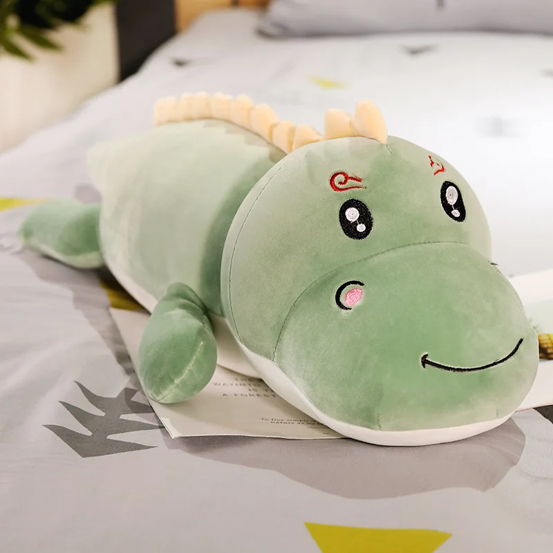 green smile 50-120 см динозавр, плюшевая кукла, игрушка, мягкая, мультяшное животное, большой, длинный, милый динозавр, игрушка, подушка для бойфренда, детский подарок для девочки на день рождения - Цвет: green smile