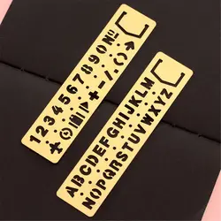 Règle droite creuse en métal, 1 pièce, modèle de lettres et chiffres, signet Kawaii, papeterie Papeleria, modèle de dessin en métal, outil de mesure 