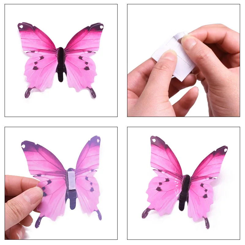 12/24 Luminous 3D Butterfly Wall Sticker Kids Bedroom Home Living Room Fridge Wall Decal Glow in Dark Wallpaper Decoration Luminous Wall Stickers 3D Wall Stickers