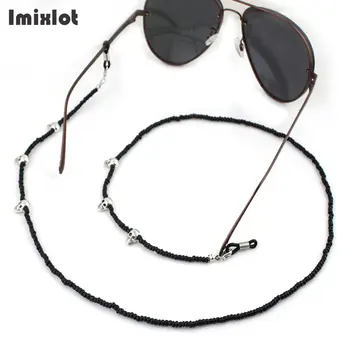 

3PCS Chic Fashion Skull Head Charm Black Beaded Sunglass Reading Glasses Eyeglasses Chain Eyewear Cord Holder Rope For Men Women