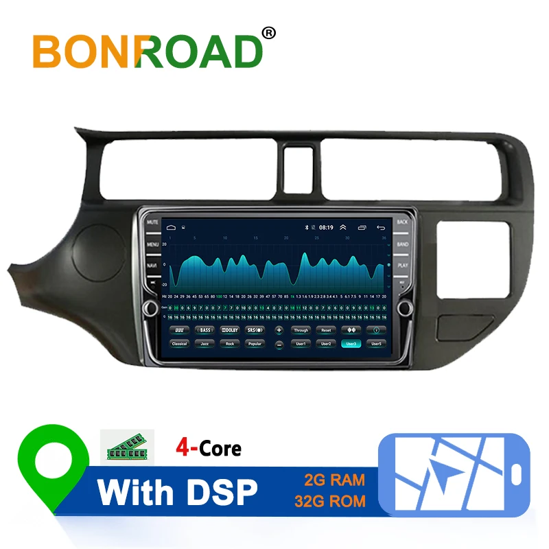 Bonroad 2Din " Android 8,1 автомобильный dvd-плеер Мультимедиа gps навигация Радио Видео плеер для KIA Rio K3 2012 - Цвет: With DSP 2G 32G