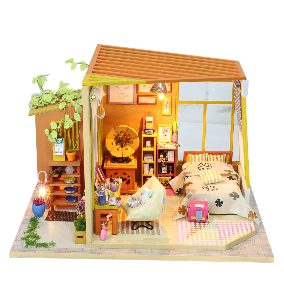 

DIY Cabin Assembled Toy Model Set Villa Wooden Crafts Handmade Assembly House Model Gift With Light