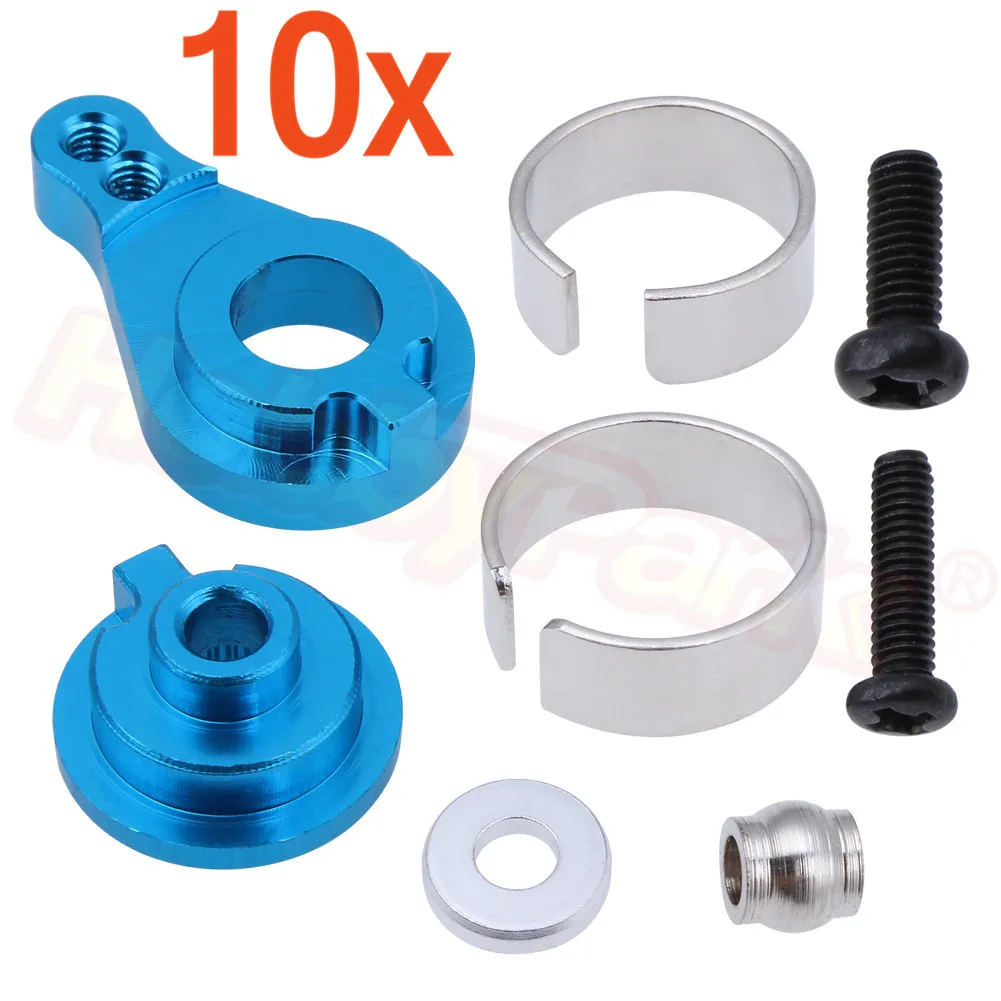 Blue 10 комплектов рулевой сервопривод из алюминиевого сплава 25T 0033 для WLtoys 12428 12423 1/12 RC автозапчасти - Цвет: Blue