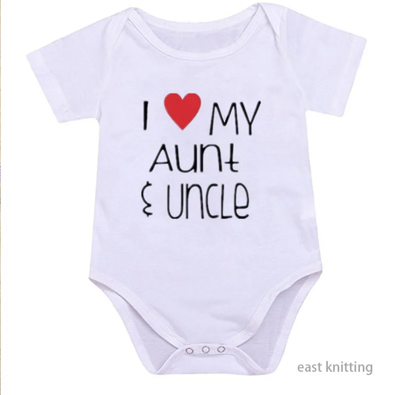 Летняя одежда для новорожденных; Забавный милый комбинезон для малышей с надписью «Я люблю свою тетю и дяду»; комбинезонные костюмы