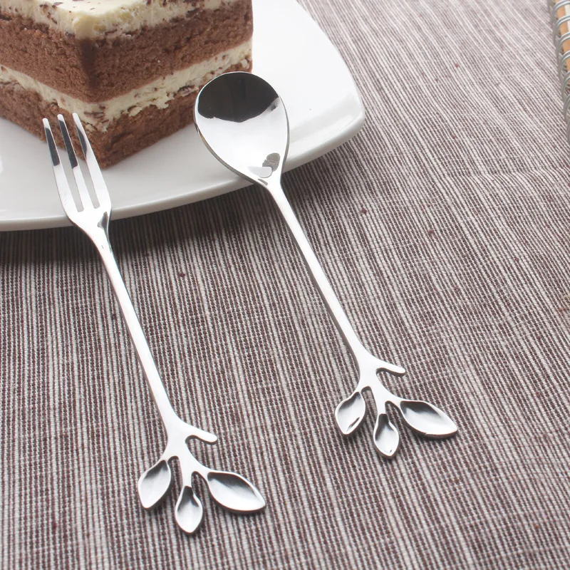 

Creative Personality Stainless Steel Tree Golden Silver Coffee Stirring Spoon Dessert Leaf Home Restaurant sugar