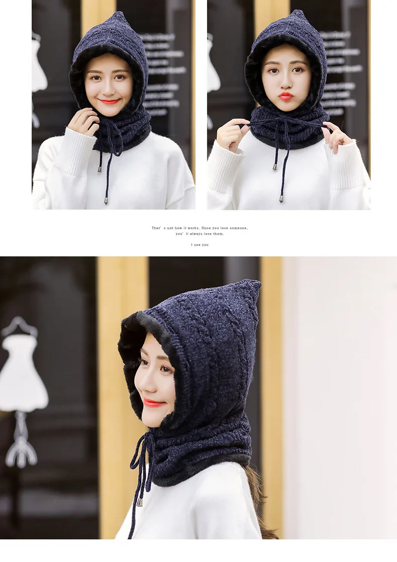 Женские шапки Skullies, ветрозащитный для езды, маска, защита для ушей, Балаклава, зимние шапки для женщин, Толстая теплая вязаная шапка для женщин и мужчин