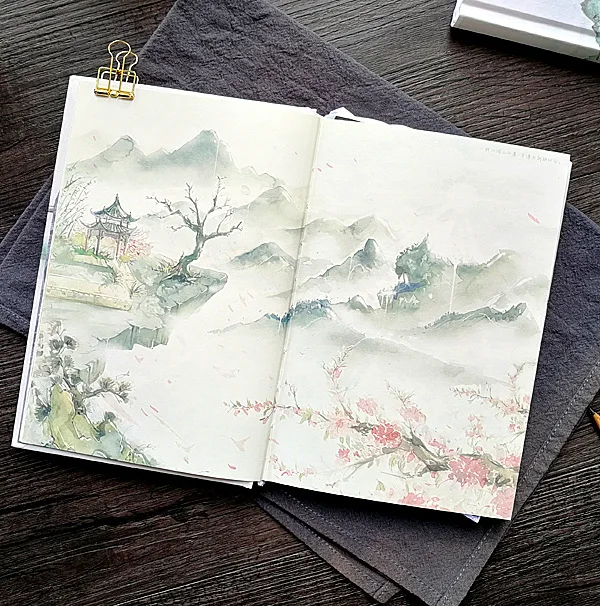 Chinese Style Color Inside Page Notebook Creative Flower Hardcover Diary Kawaii Planner Weekly Handbook Scrapbook Christmas Gift 1pcs chinese style notebook inside page hardcover weekly planner handbook diary student book office stationery