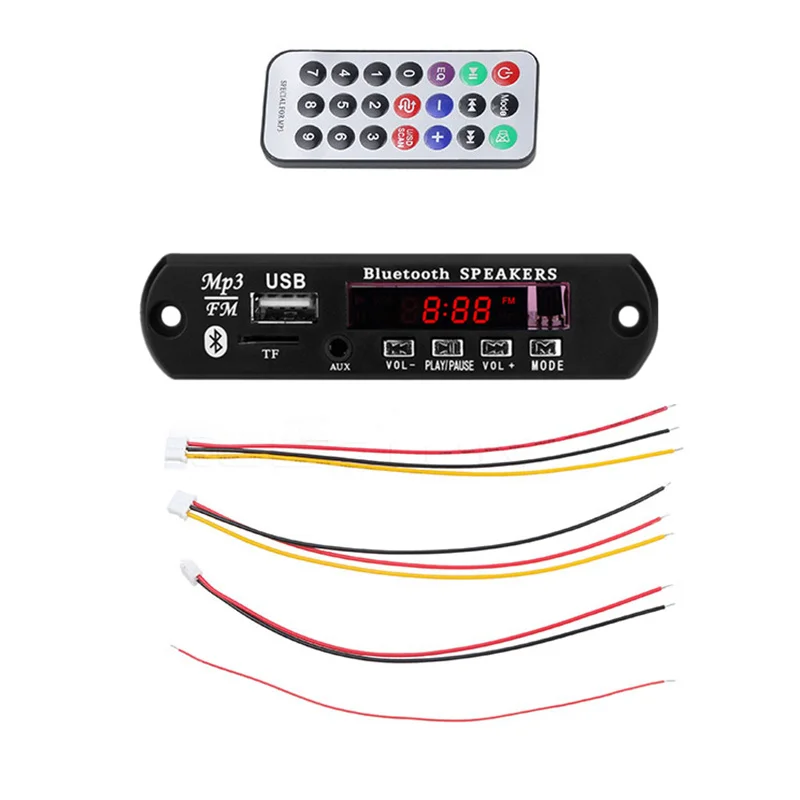 Ed цветной экран 5-12 в MP3 WMA беспроводной Bluetooth 5,0 декодер плата аудио модуль USB FM TF радио AUX вход без усилителя для автомобиля - Color: 12V