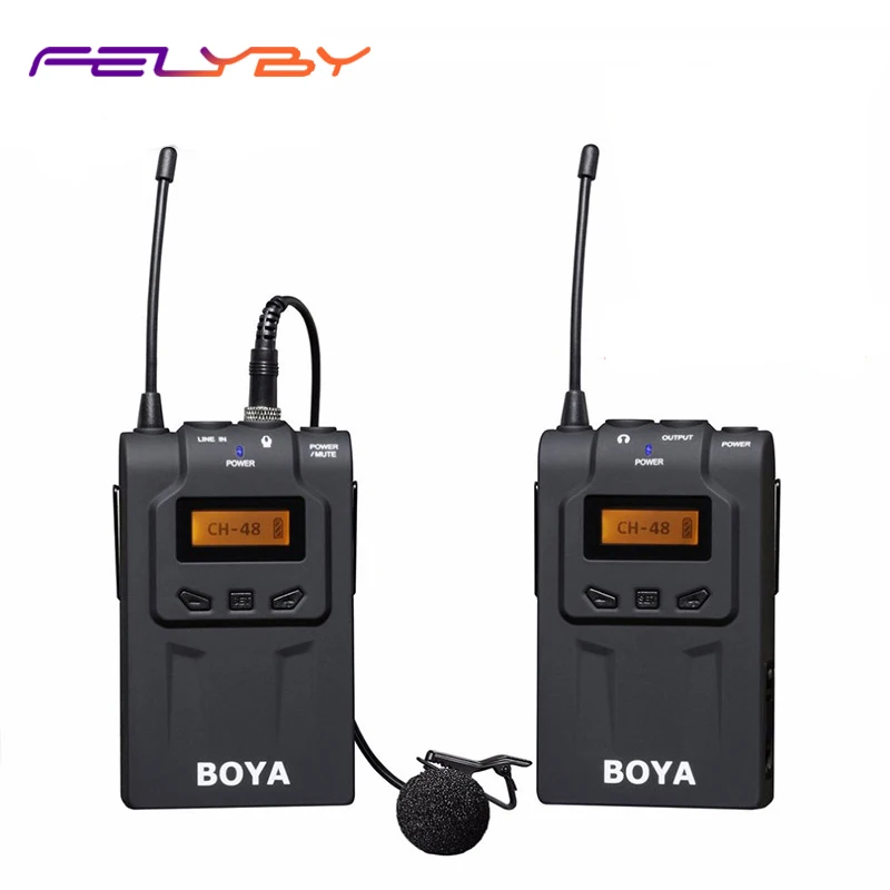FELYBY WM6 UHF беспроводной микрофон системы динамический петличный микрофон приемник 48 каналов для DSLR видеокамеры