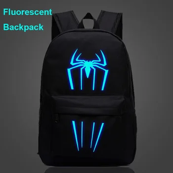 

Hot Sale Fluorescent Luminous Youth Schoolbag Spider Boy Girl Schoolbag Female Backpack Casual Soft Handle Unisex Oxford Zipper