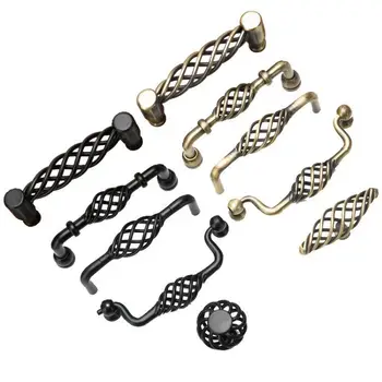 

Drawer Knobs Wardrobe Door Pullers Furniture Handle Vintage Antique Bronze Cabinet Handles Hollow Out Birdcage Handles