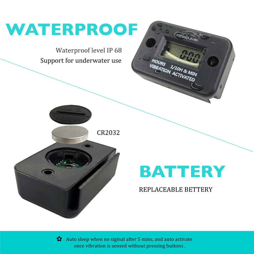 Upgrated Digital Vibration Hour Meter Waterproof Engine Gauge LCD Display Wireless Reset Auto Sleep with Replacable Battery | Автомобили и