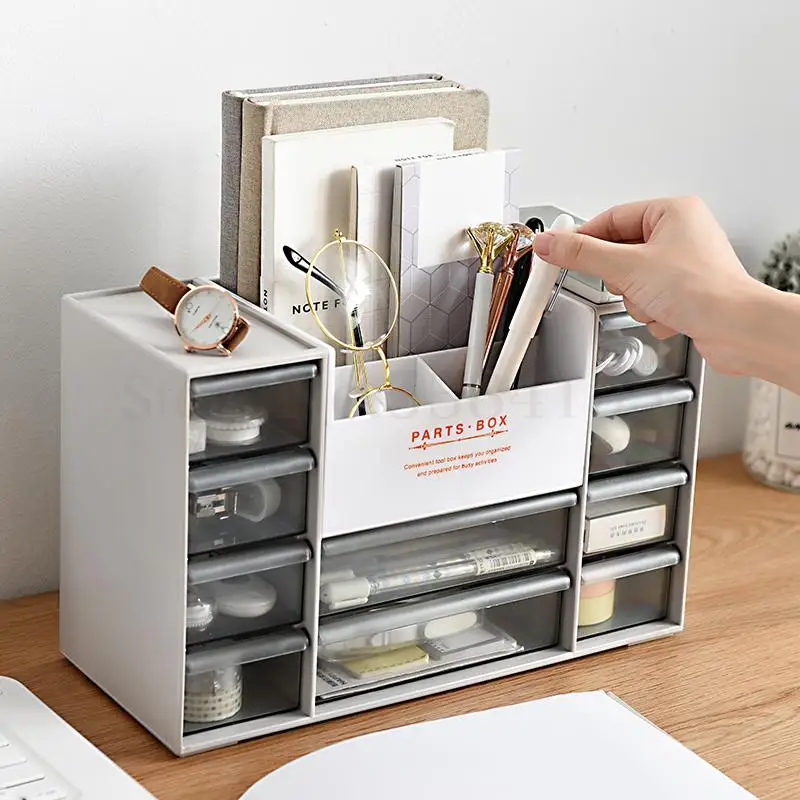 Office Desktop Receiving Box Drawer Receiving Cabinet Plastic Multi-function Small Storage Box Office Storage Frame
