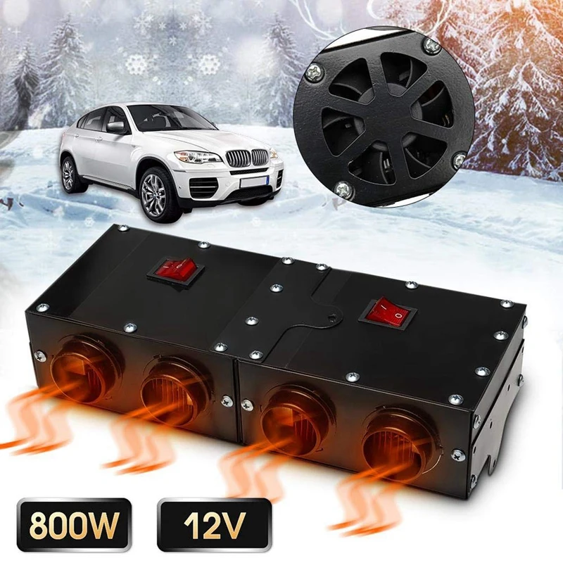 Размораживающая машина, 12V 800W электрический нагреватель воздуха нагреватель с четырьмя отверстиями для автомобиля грузовика RV