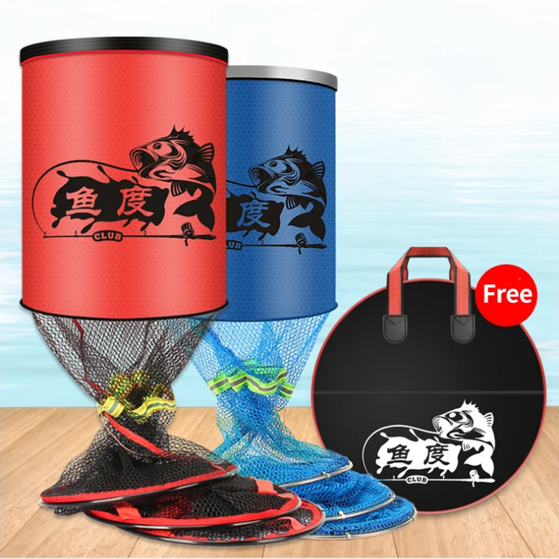 

1.5M/2M/2.5M/3M Collapsible Fish Net Folding Fishing Trap Dip Net Cage Storage Alive Net Mesh Double Stainless Steel Rings X424G