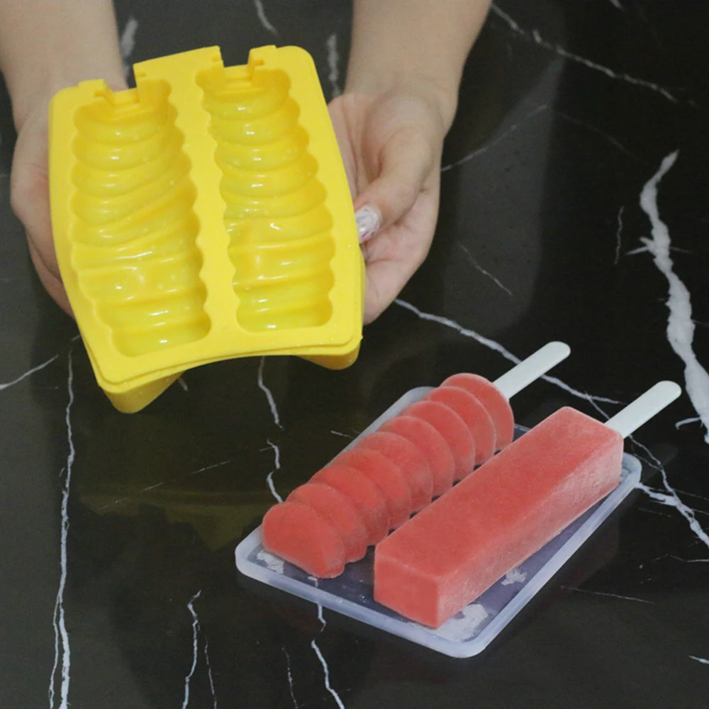 DIY эскимо силиконовые формы Мороженое Плесень Дети Лето Творческий 2 полости кубиков с палочки для мороженого волна прямоугольник