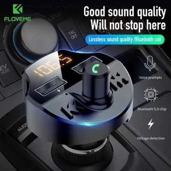 

FLOVEME LED Car Charger Bluetooth 5.0 MP3 Player Cigarette Lighter FM 3.1A Dual USB Car Charger TF Card Music Car Charger CarKit