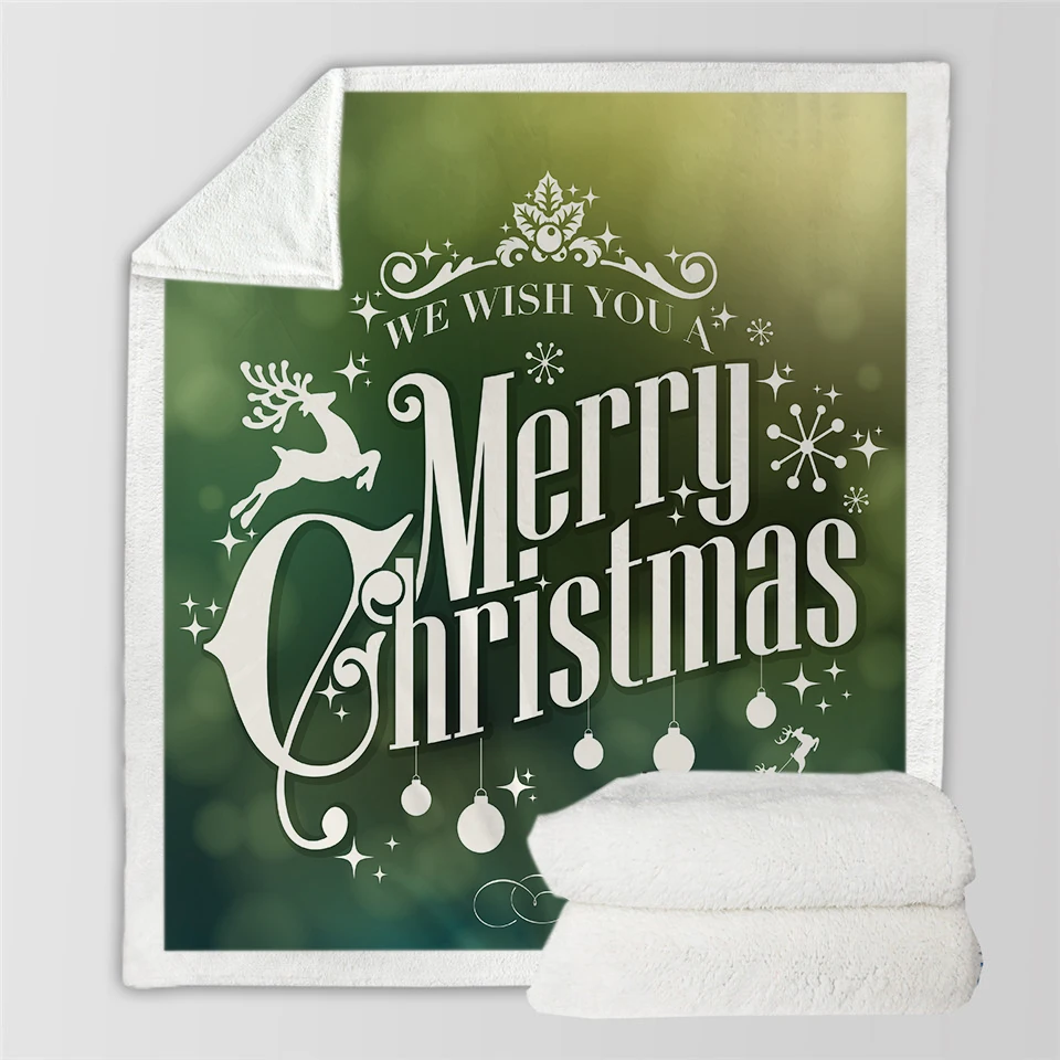 Christmas Blankets soft printed Flannel Blanket Tapestry Christmas Blanket Flannel Fabric Sofa Bed Blanket home decor B1023 - Цвет: 2