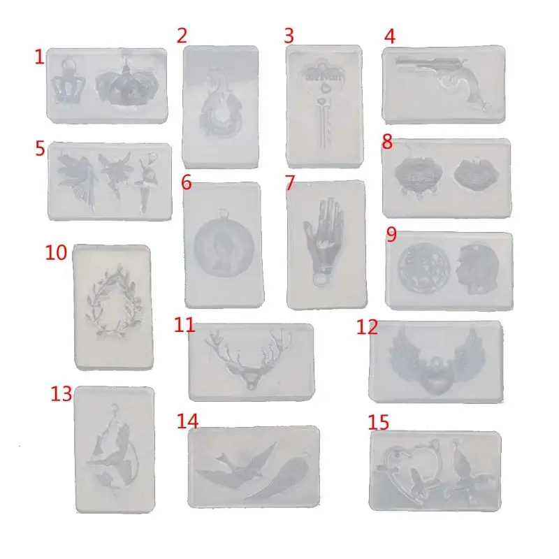 

Deer Lock Key Crown Coin Heart Bird Pendant Resin Silicone Molds Jewelry Tools T4MD