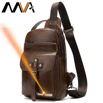 

MVA Vintage Chest Bag Genuine Leather Shoulder Bag For Men Crossbody Sling Bags For Men High Quality Waist Packs Engrave 8638