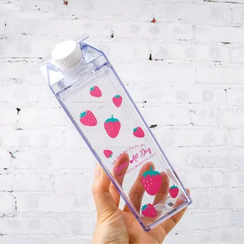 

Behogar Portable Leakproof Clear Plastic Milk Water Drinking Bottle Drinkware for Kids Adults Gift Home School Office Sports