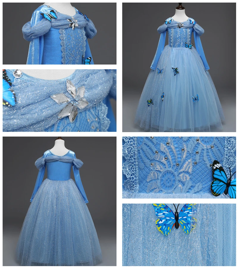 Fancy Girl Princess Dresses Beauty Belle Cosplay Costume Christmas Halloween Princess Dress up Children Evening Party Clothes cute baby dresses online