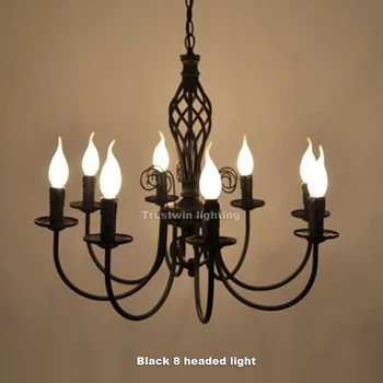 

LED Candle Lamp Arms LED Chandelier Light Country Garden Black White Blue E14 Foyer Living Dinning Room 3 5 6 8 LED Bulbs Iron